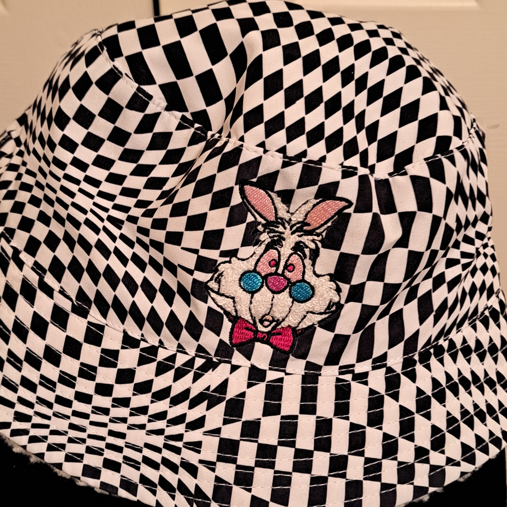 Disney Black and White Checkered Bucket Hat with Rabbit Design